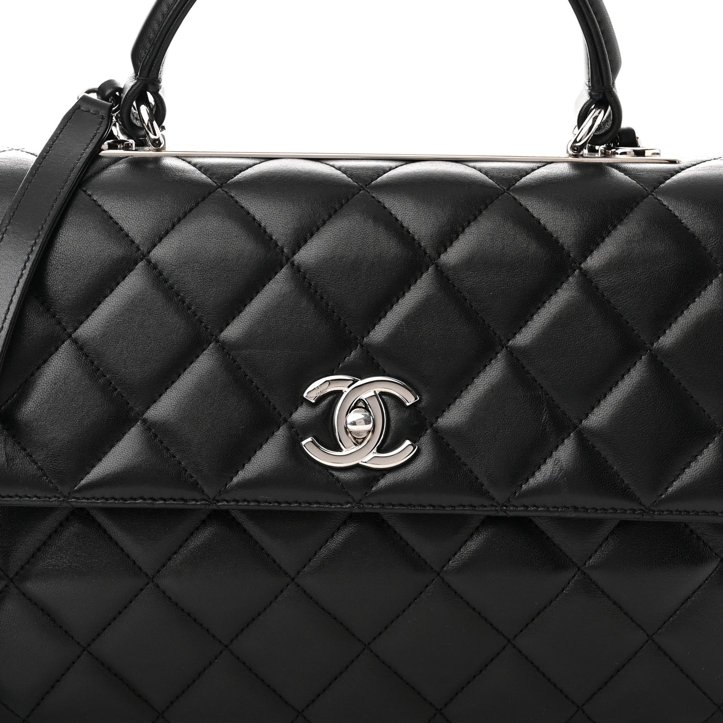 Lambskin Quilted Medium Trendy CC Flap Dual Handle Bag Black