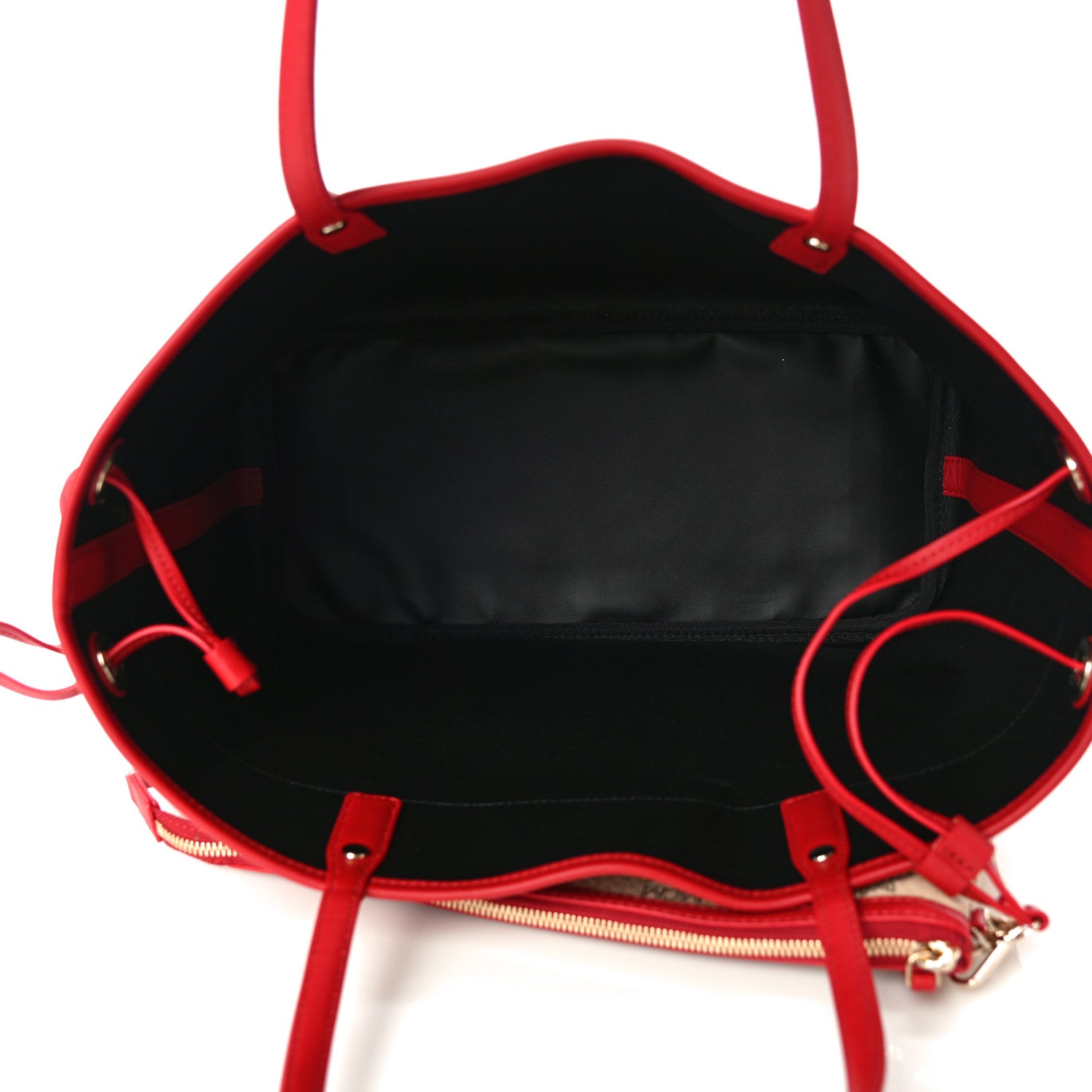 MCM Visetos Shopper Tote Beige Red 6 of 12