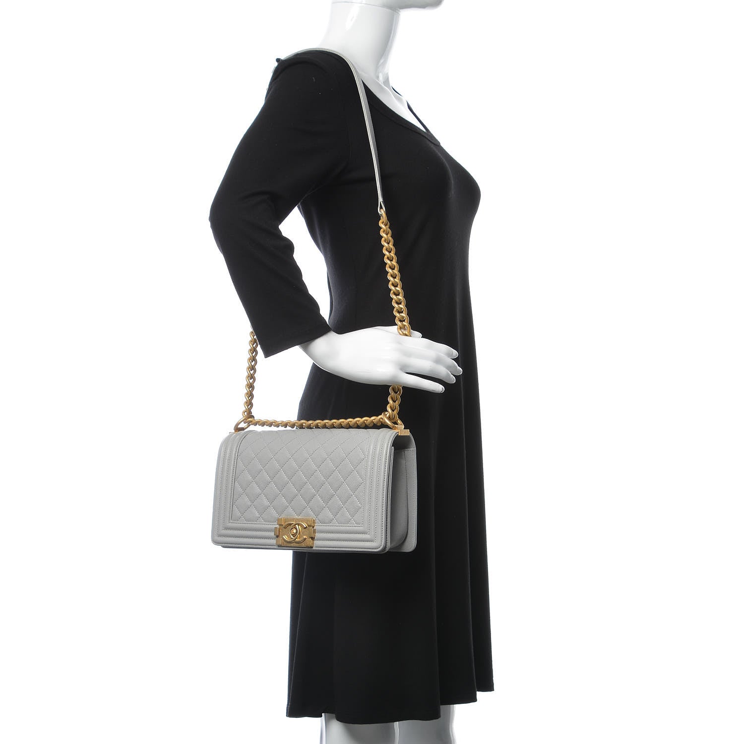 Chanel Caviar Quilted Medium Boy Flap Grey 2 of 7