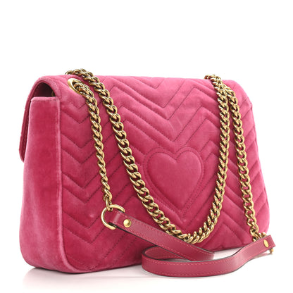 Gucci Velvet Matelasse Blind for Love Embroidered Medium GG Marmont Shoulder Bag Light Raspberry Rose Multicolor 3 of 9