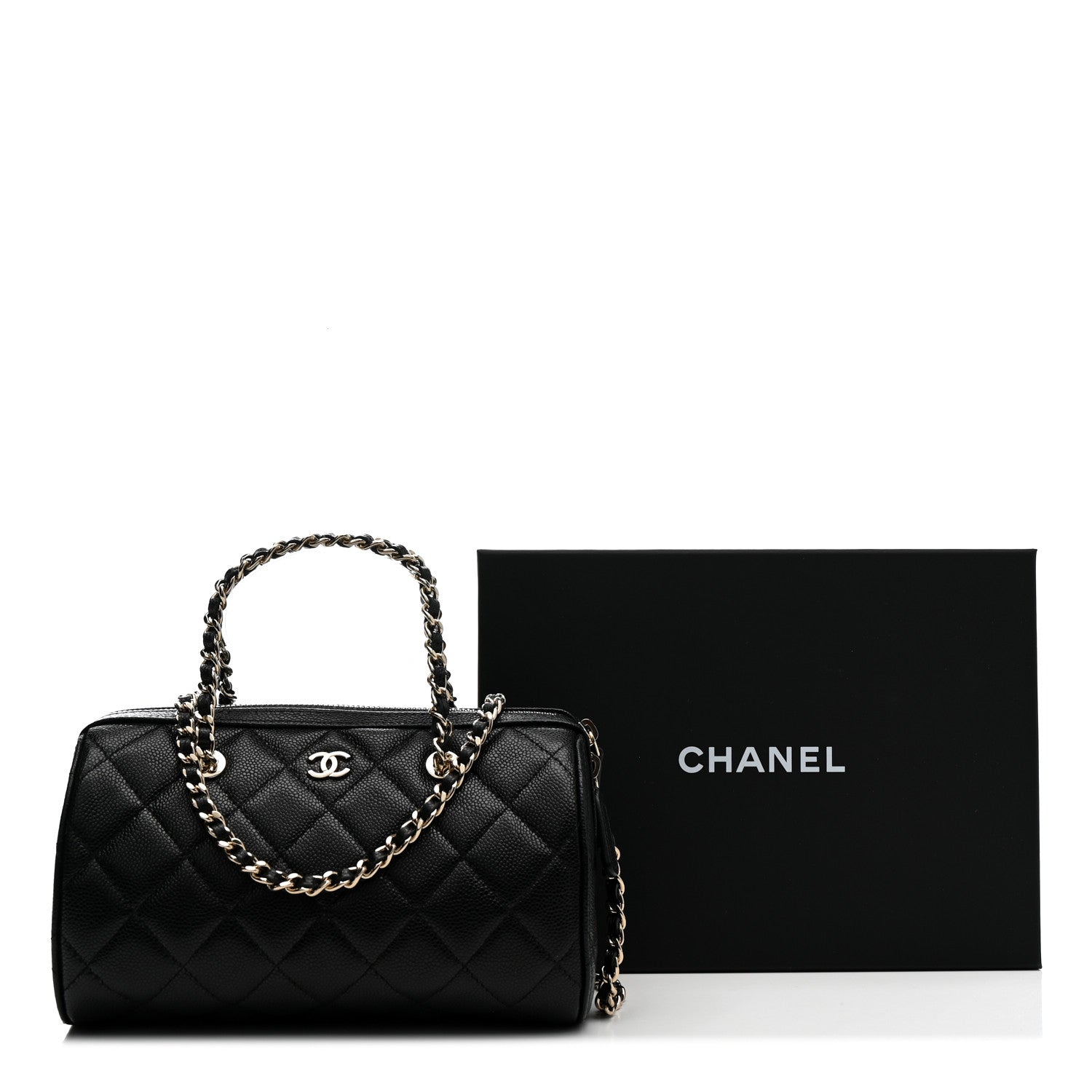 Chanel Caviar Quilted Barrel Clutch With Chain Black 11 of 11
