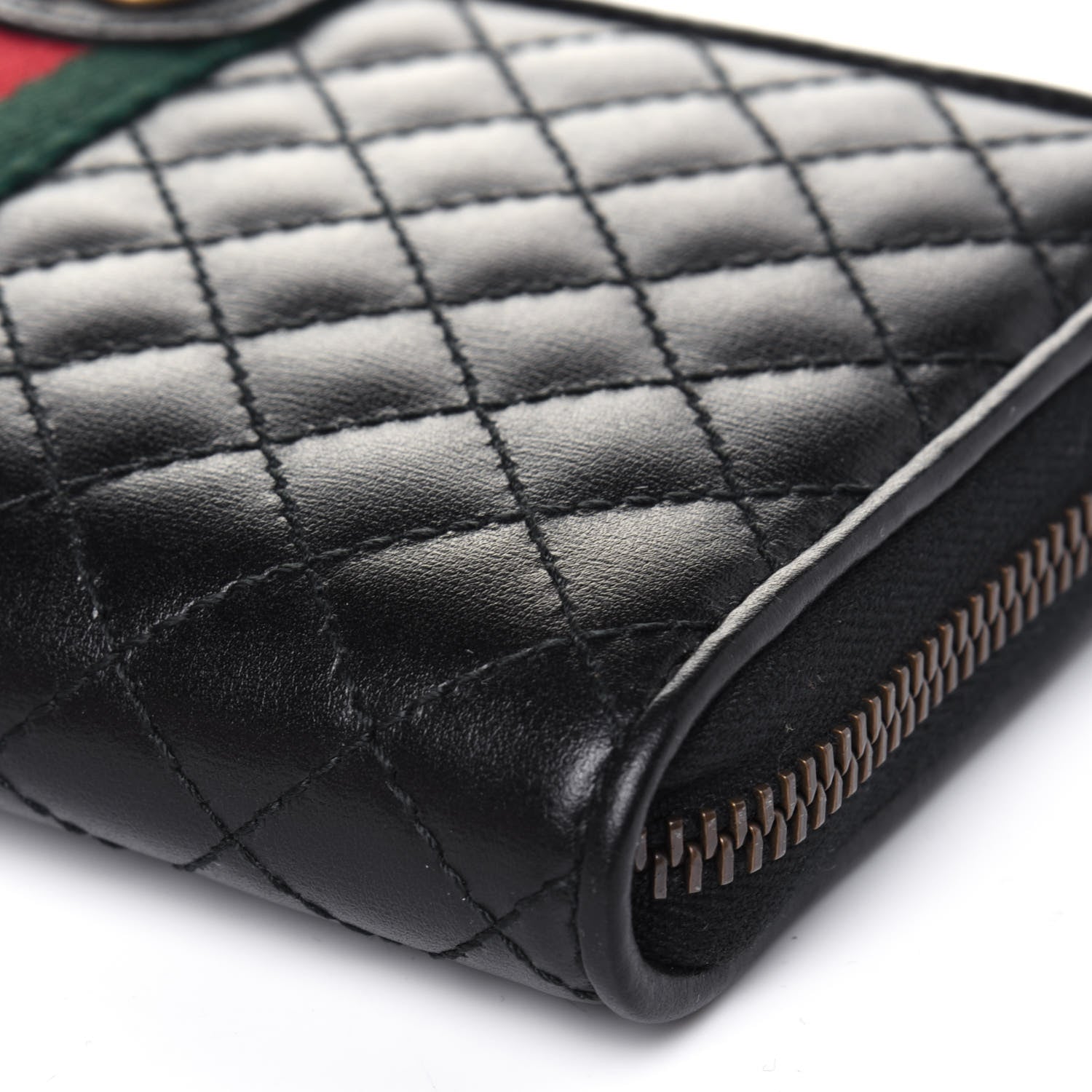 Gucci Calfskin Web Trapuntata GG Zip Around Wallet Black 10 of 12