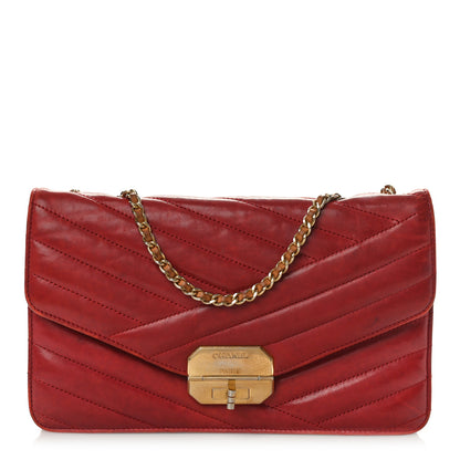 Chanel Calfskin Chevron Quilted Gabrielle Flap Red 1 of 11