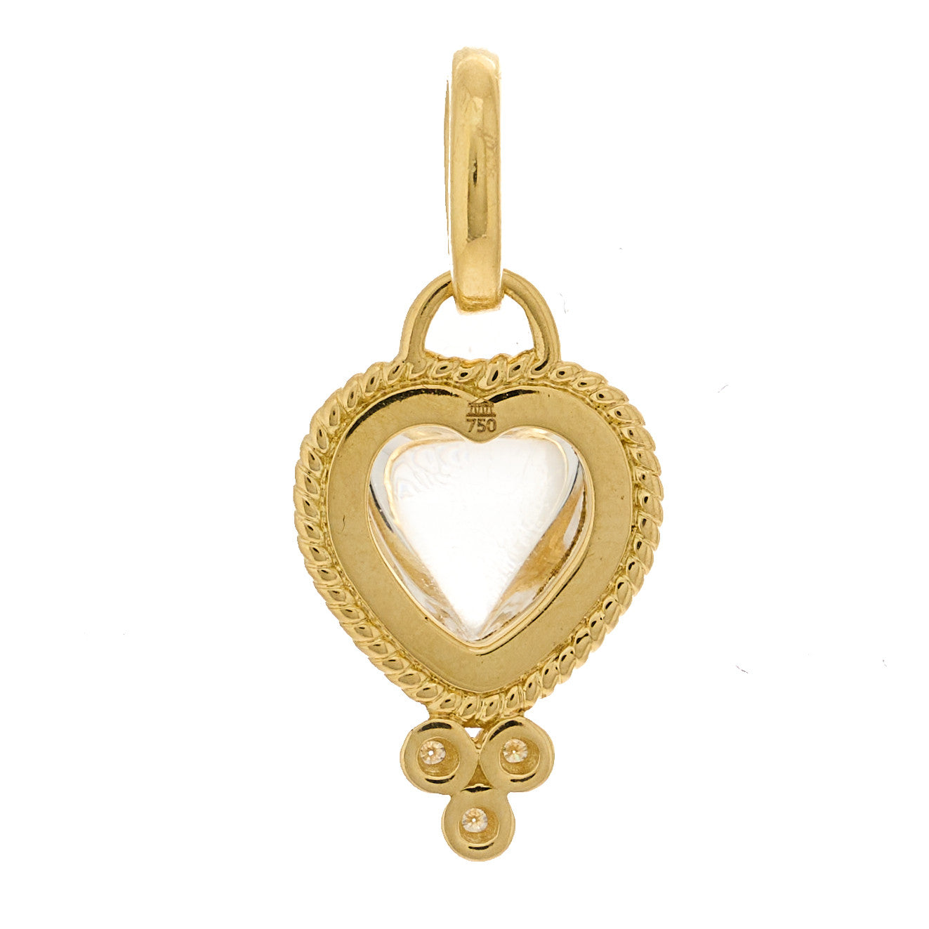18K Yellow Gold Diamond Rock Crystal XS Braided Heart Pendant