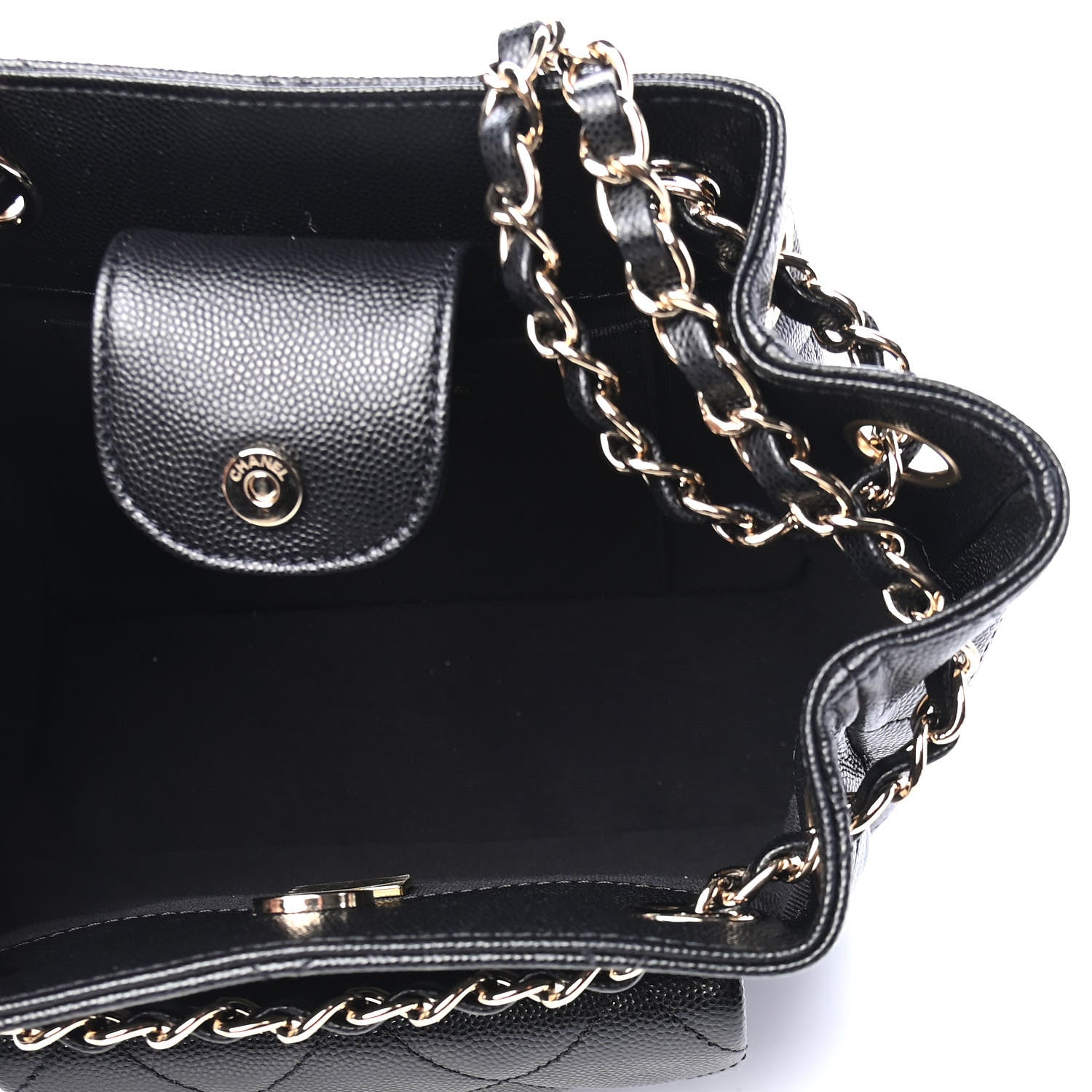 Chanel Caviar Quilted Flap Bucket Bag Black 5 of 9