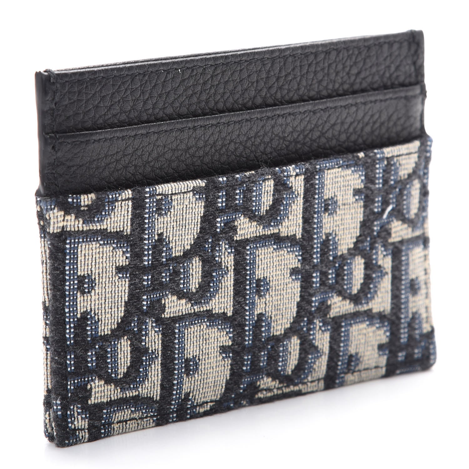 Christian Dior Grained Calfskin Oblique Card Holder Black 2 of 8