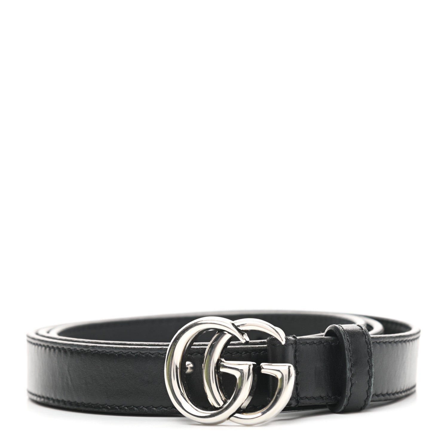 Gucci Plutone Calfskin Palladium Double G 20mm Belt 90 36 Black 1 of 5