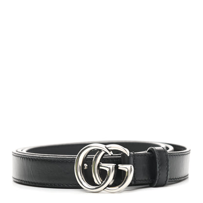 Gucci Plutone Calfskin Palladium Double G 20mm Belt 90 36 Black 1 of 5