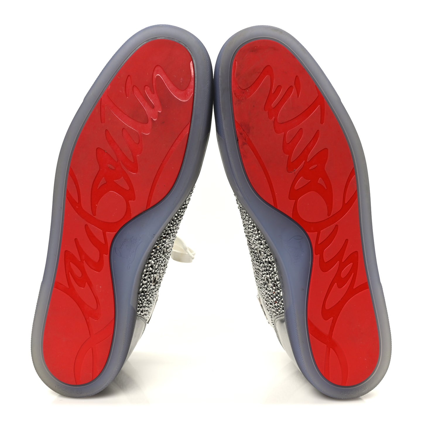 Laminated Nappa Frozen Strass Mens Louis Orlato Flat Sneakers 45.5 Silver