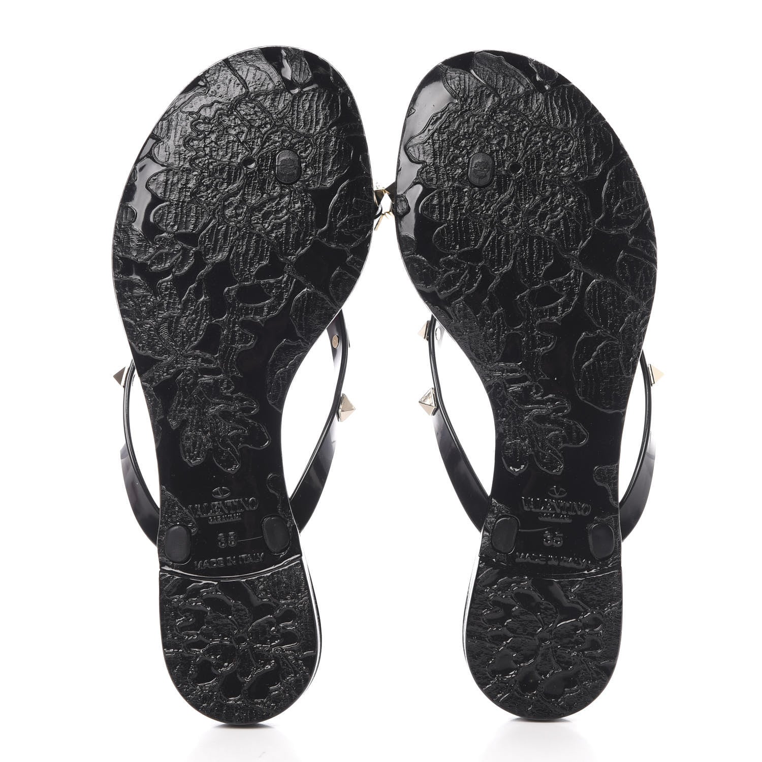 Valentino Garavani PVC Jelly Rockstud Bow Thong Sandals 35 Black 5 of 8