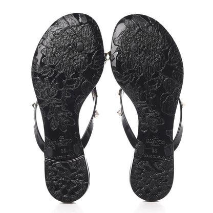 Valentino Garavani PVC Jelly Rockstud Bow Thong Sandals 35 Black 5 of 8