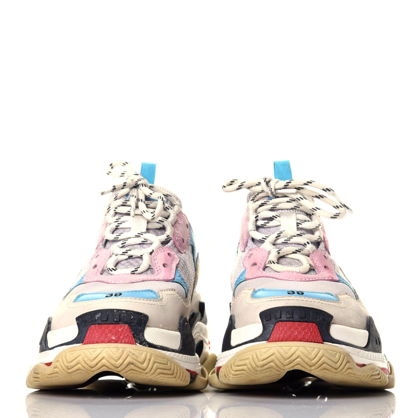 Fabric Mesh Womens Triple S Sneakers 39 White Blue Pink