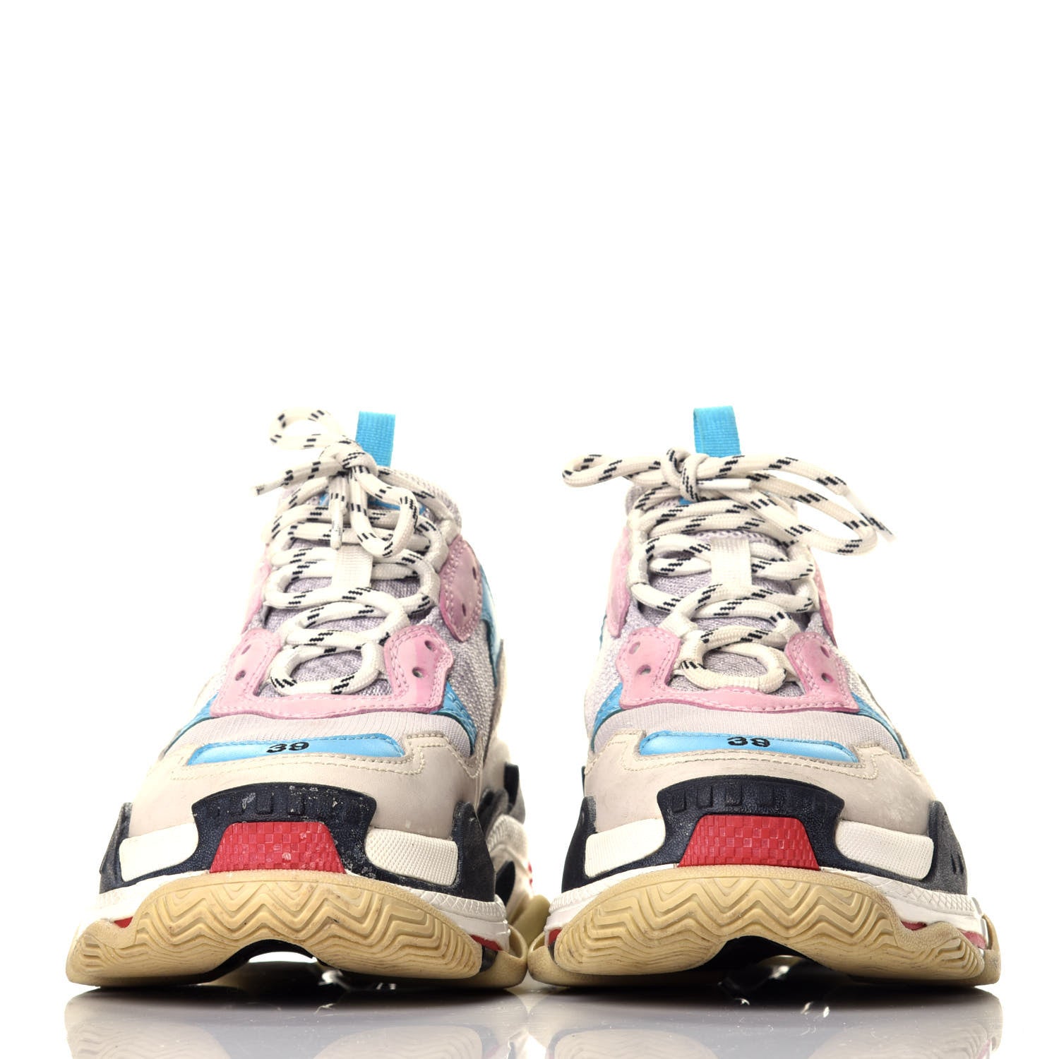 Balenciaga Fabric Mesh Womens Triple S Sneakers 39 White Blue Pink 2 of 7
