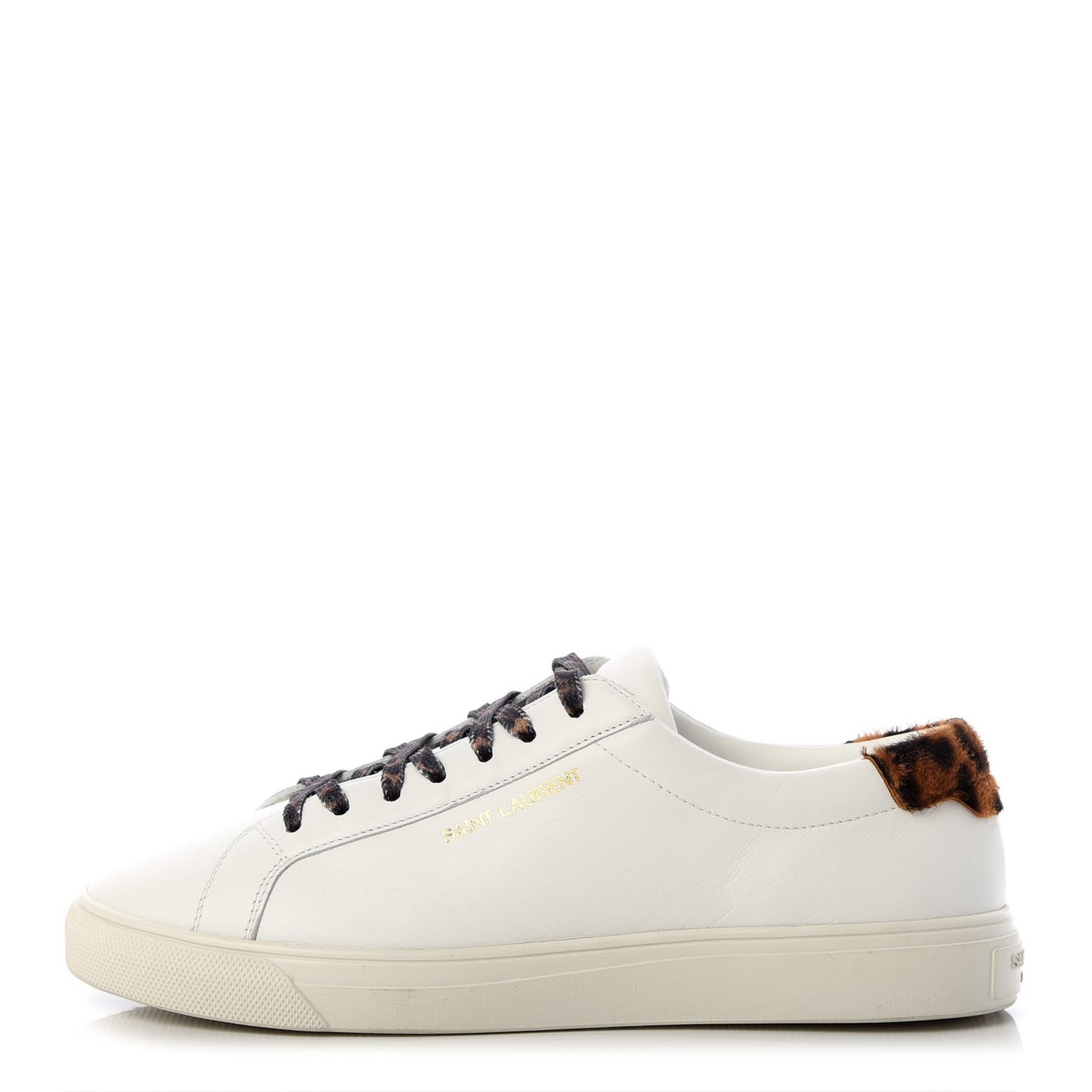 Calfskin Leopard Print Andy Low Top Sneakers 36.5 White