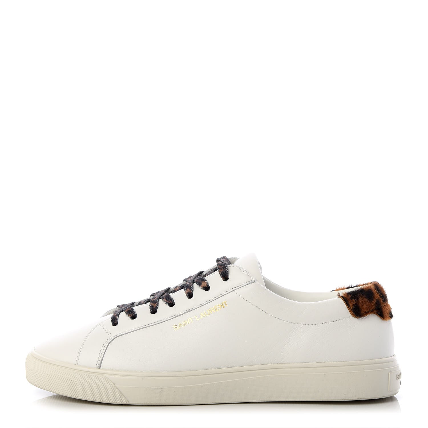 Saint Laurent Calfskin Leopard Print Andy Low Top Sneakers 36.5 White 1 of 11