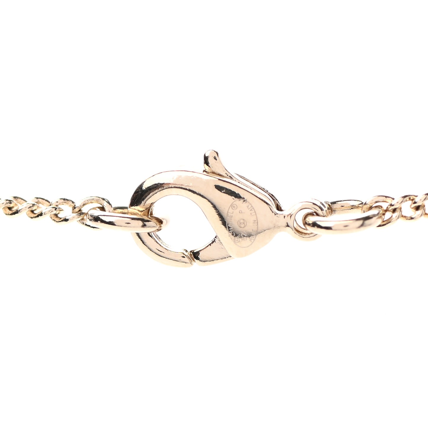Lambskin CC Chain Necklace Gold Black