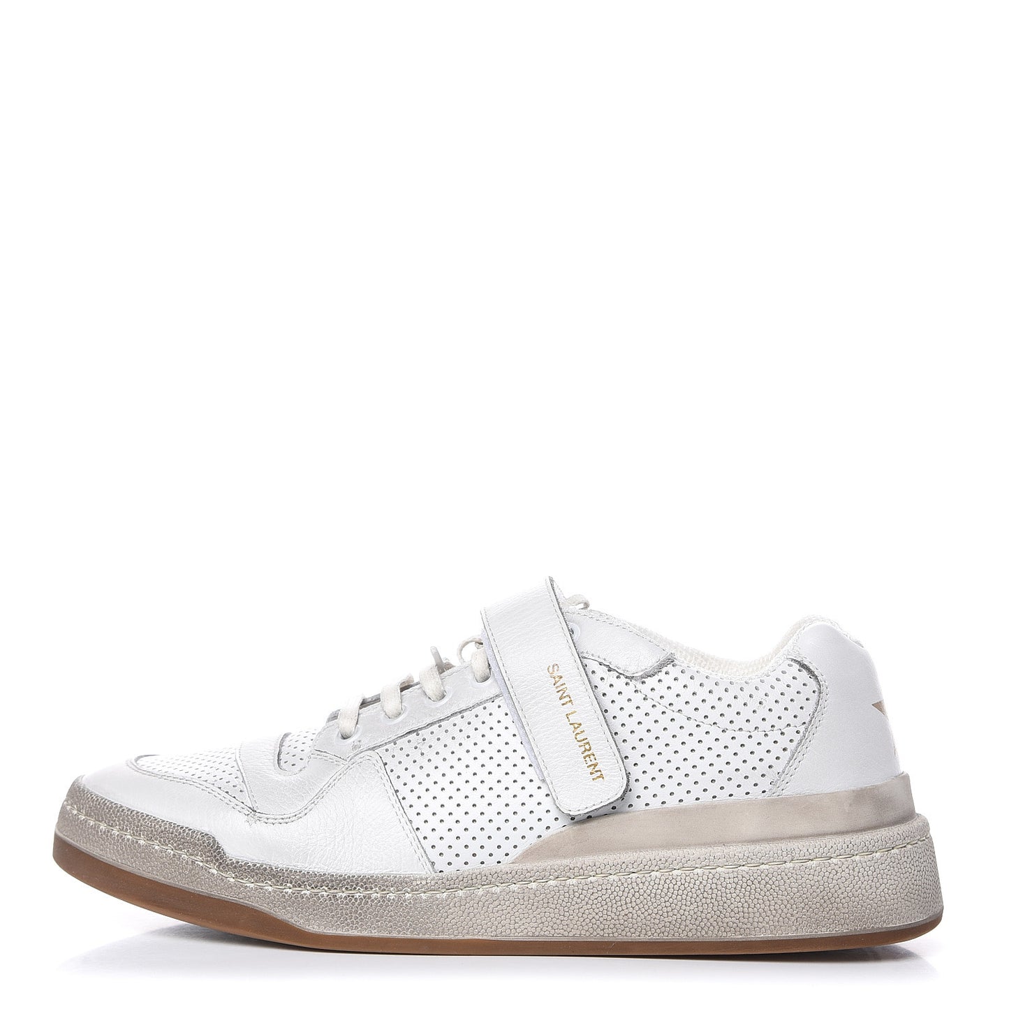 Calfskin Perforated Mens SL24 Sneakers 41 White