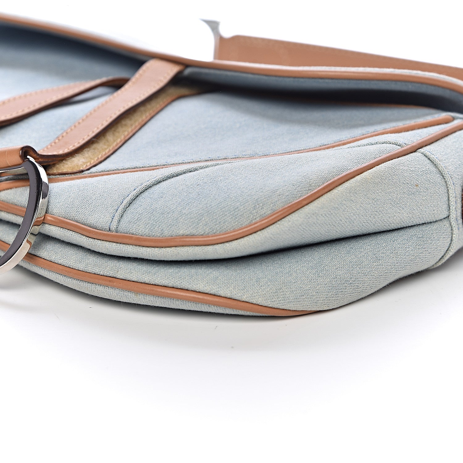 Christian Dior Denim Calfskin Double Saddle Bag Light Blue 10 of 11