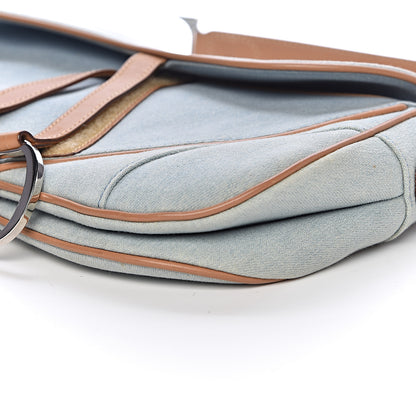 Christian Dior Denim Calfskin Double Saddle Bag Light Blue 10 of 11