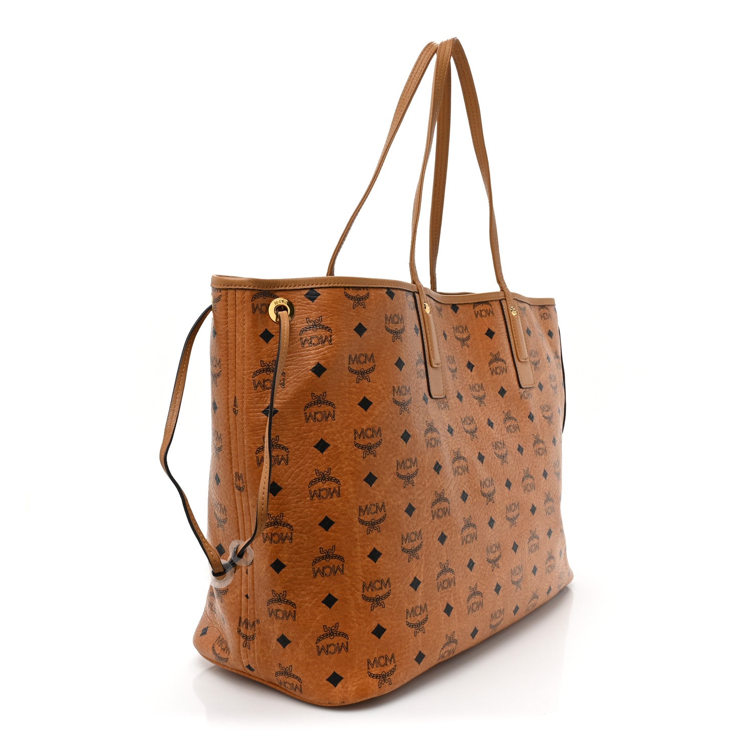 MCM Visetos Large Liz Reversible Shopper Tote Cognac 4 of 15