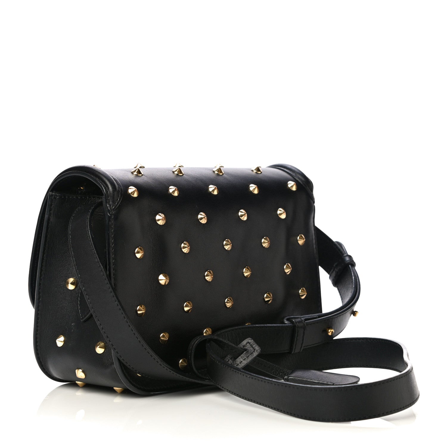 Alexander McQueen Calfskin Studded Small Padlock Crossbody Bag Black 2 of 21