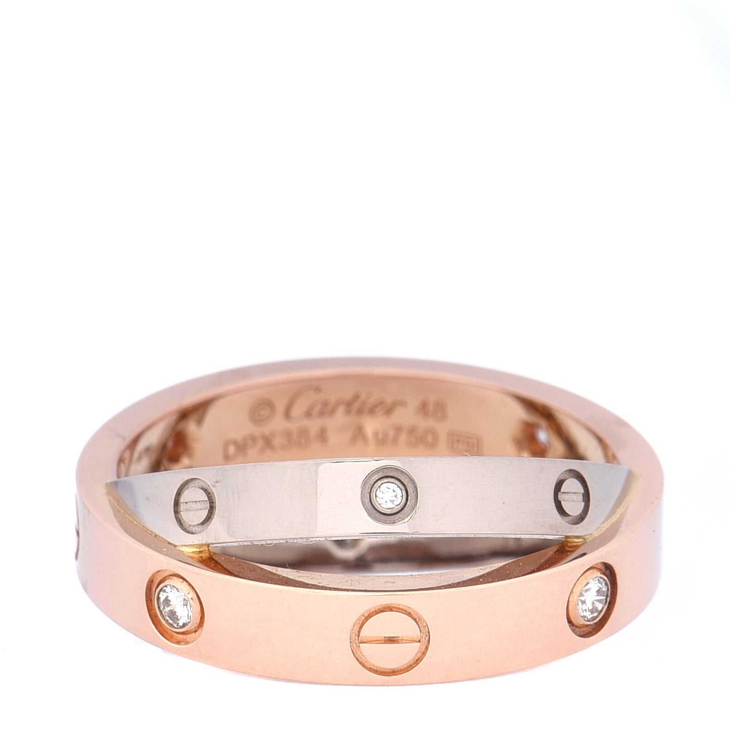 18K Pink White Gold 6 Diamonds LOVE Ring 48 4.5