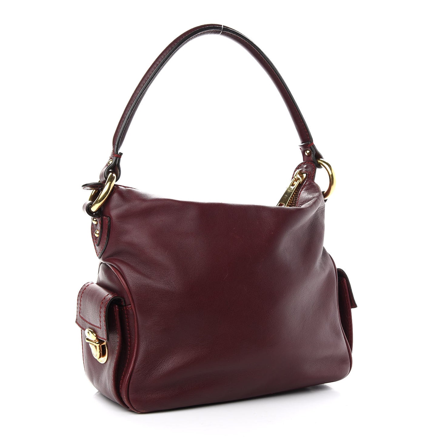 Calfskin Mercer Sofia Hobo Bag Merlot