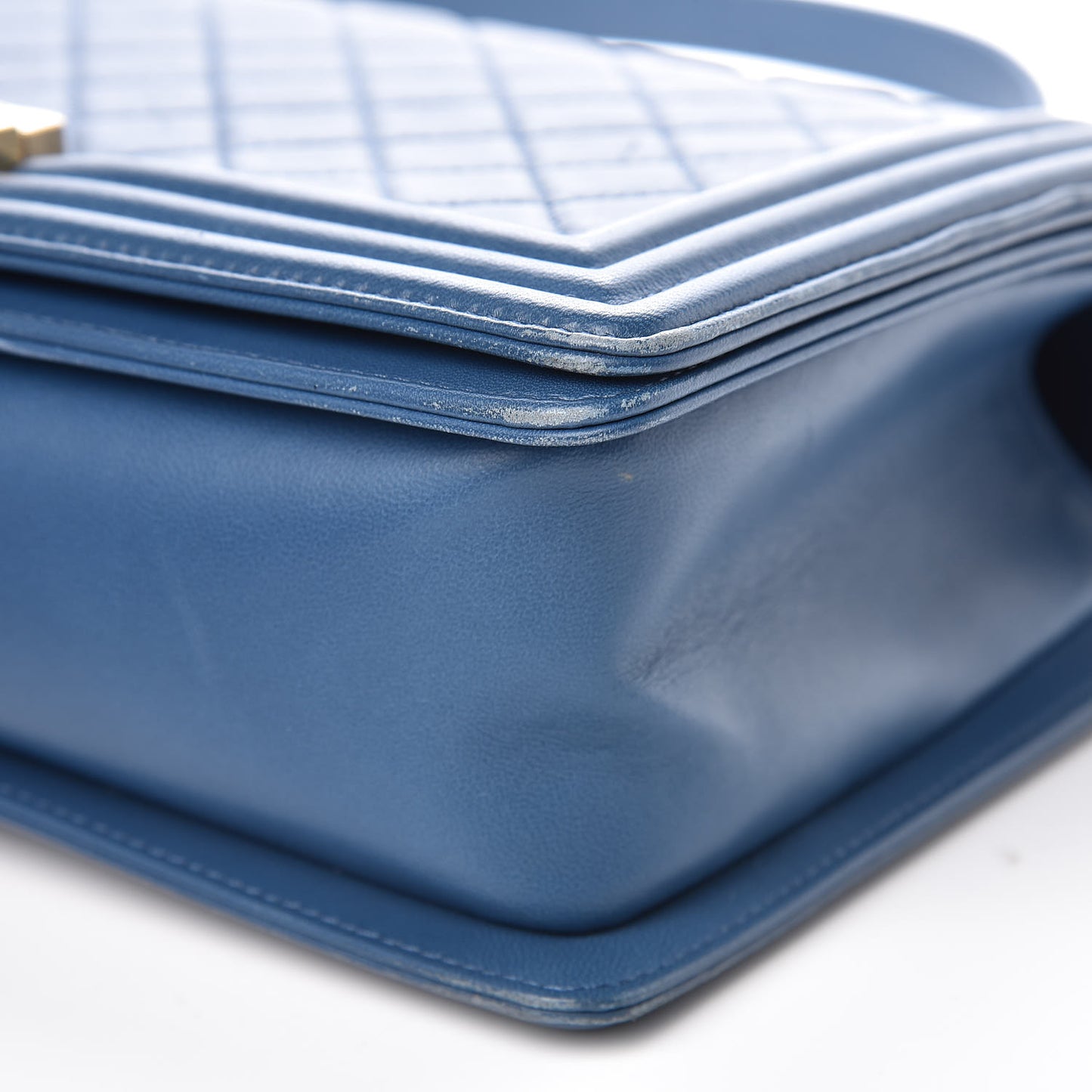 Lambskin Quilted New Medium Boy Flap Blue