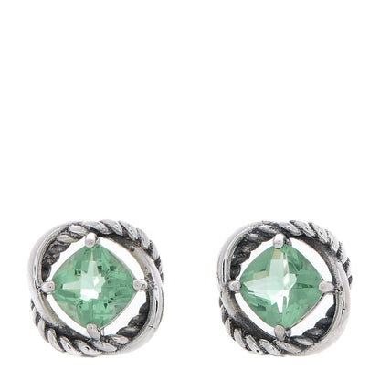 David Yurman Sterling Silver Prasiolite 7mm Infinity Earrings 1 of 5
