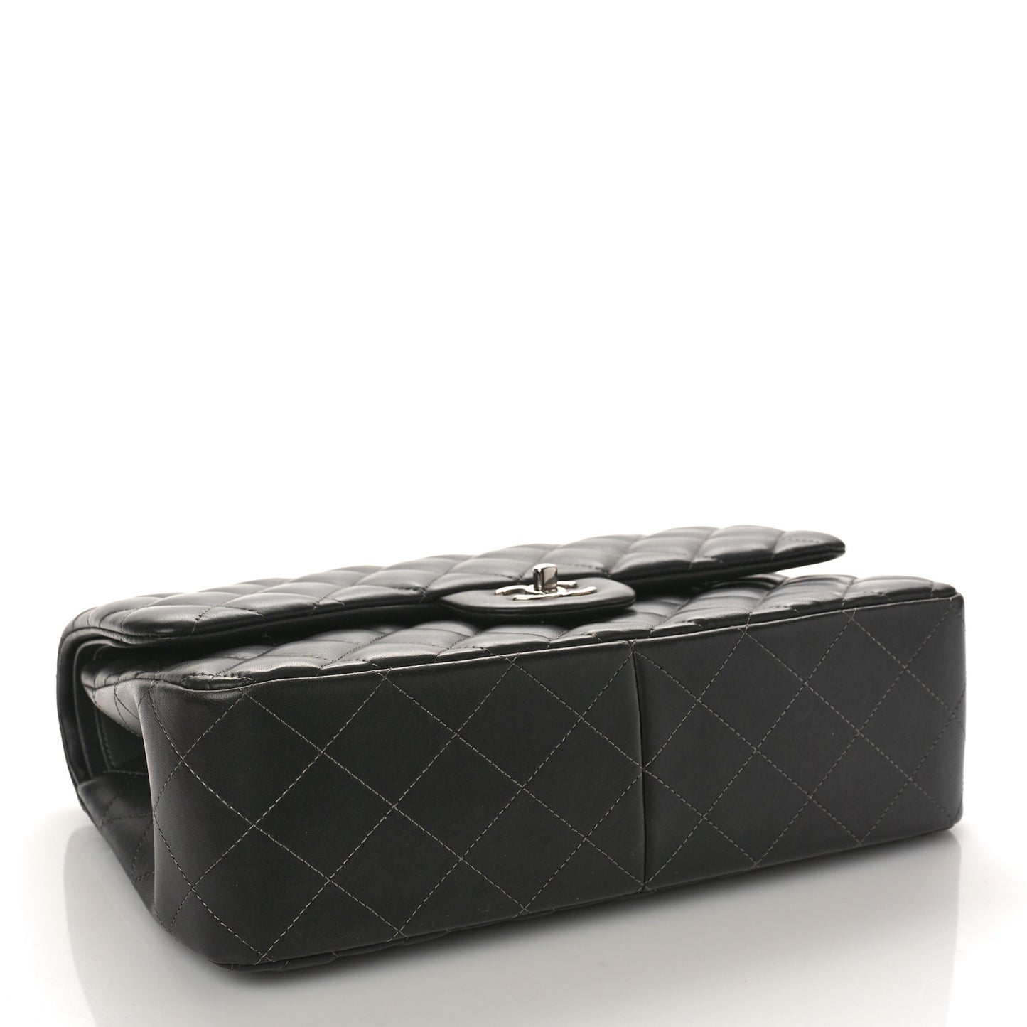 Lambskin Quilted Jumbo Double Flap Charcoal Grey