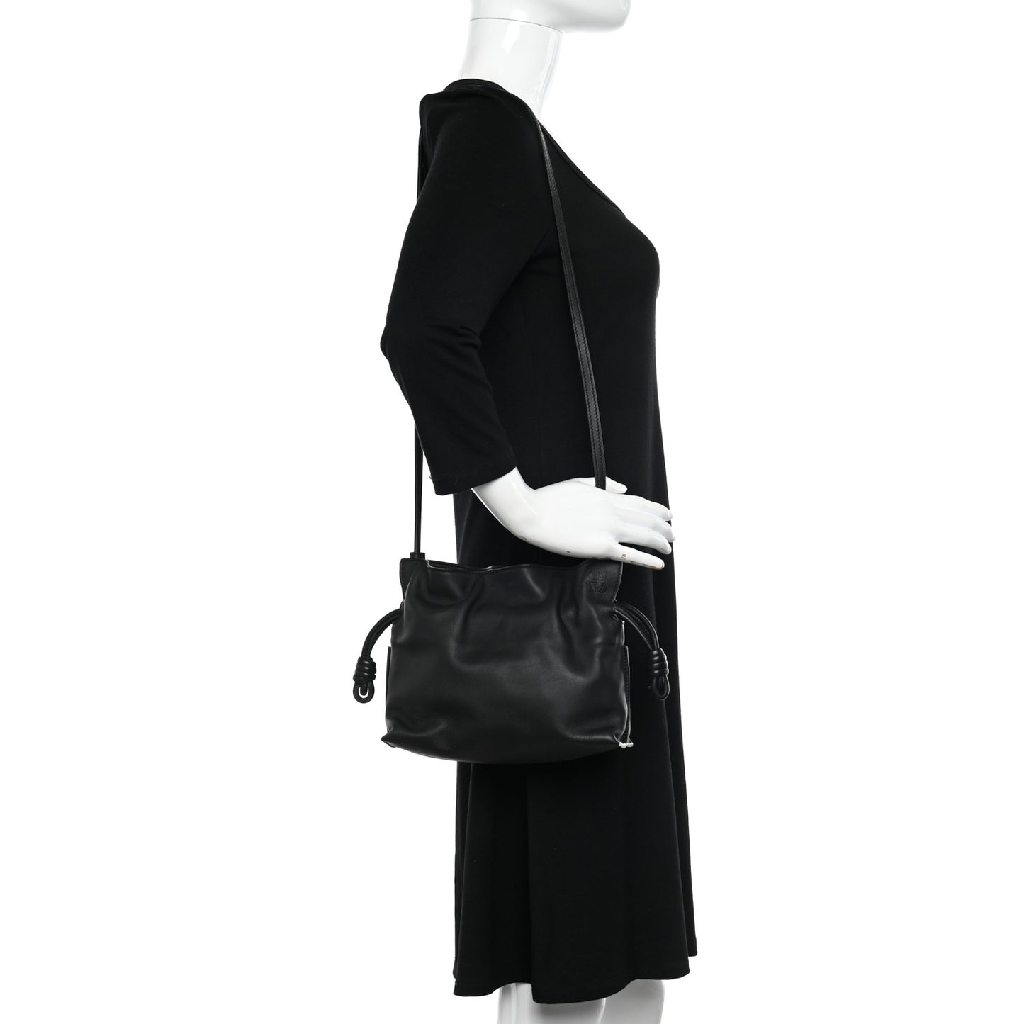 Calfskin Mini Flamenco Knot Clutch Black