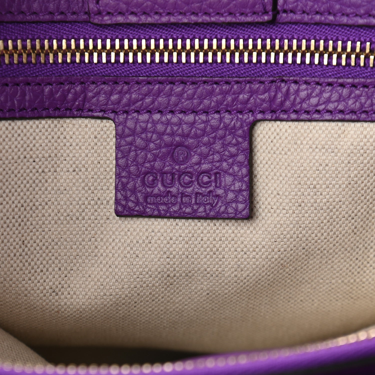 Gucci Pebbled Calfskin Large Bamboo Shopper Tote Violet Parma 6 of 9