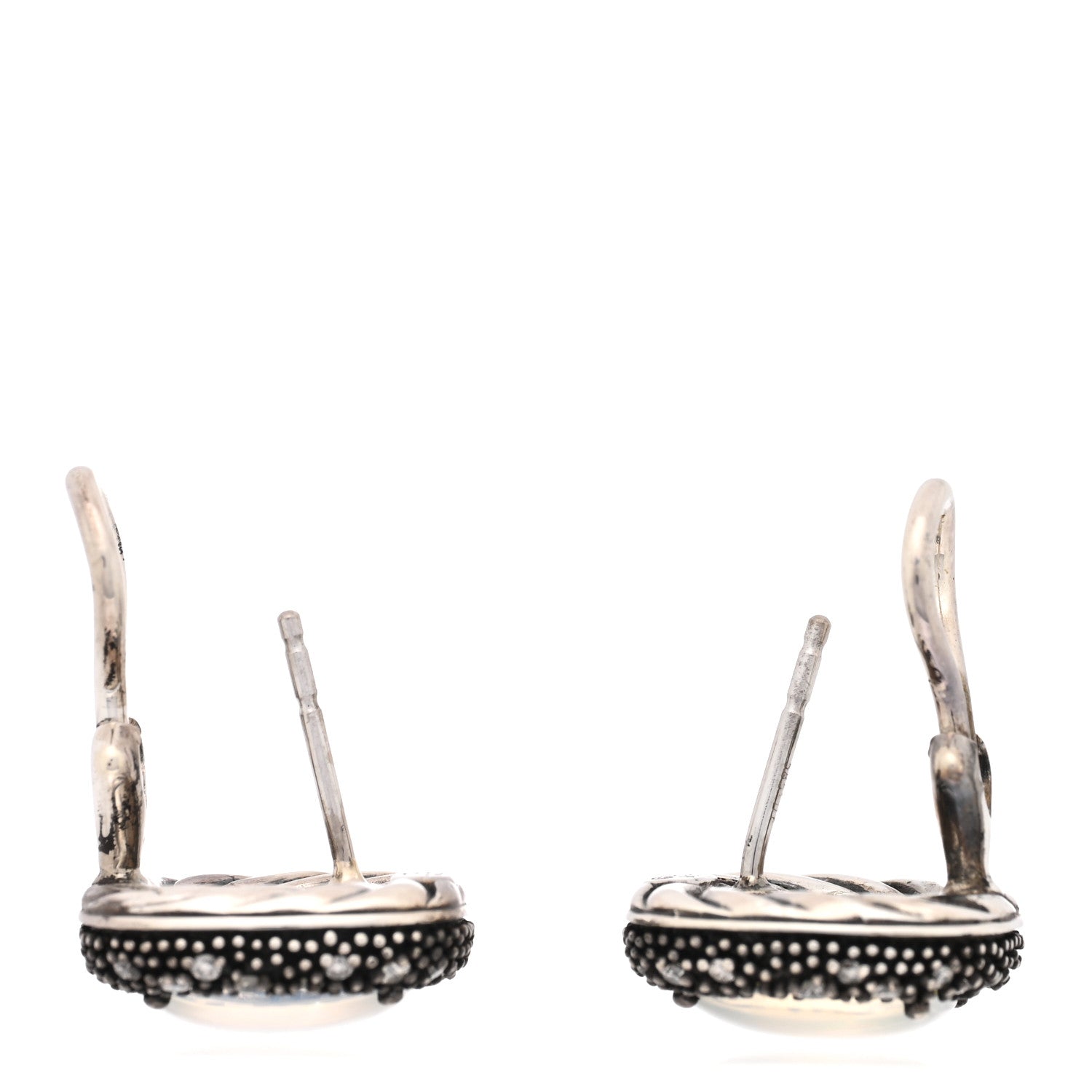 David Yurman Sterling Silver Diamond Moon Quartz Midnight Melange Earrings 3 of 4