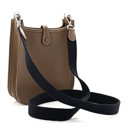 Hermes Taurillon Clemence Amazone Evelyne TPM Etoupe Bleu Indigo 3 of 11