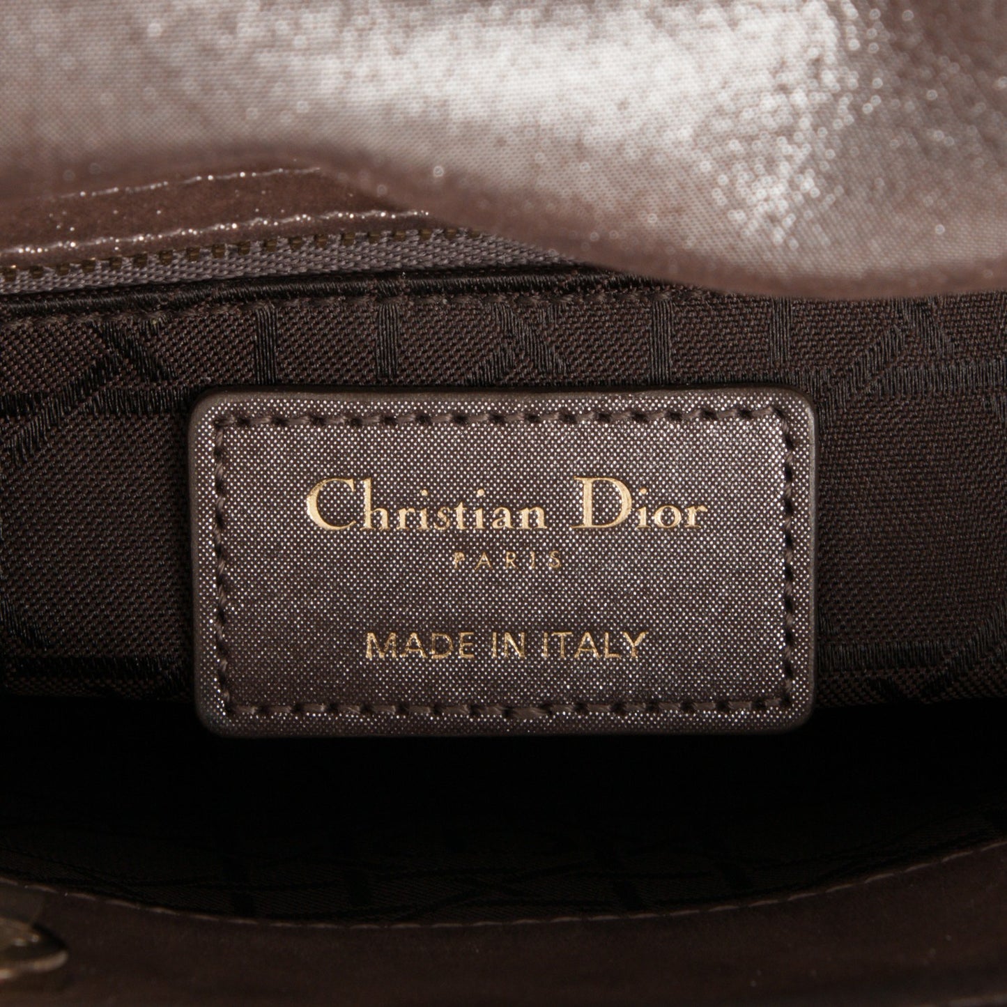 Metallic Calfskin Cannage Mini Lady Dior Brown