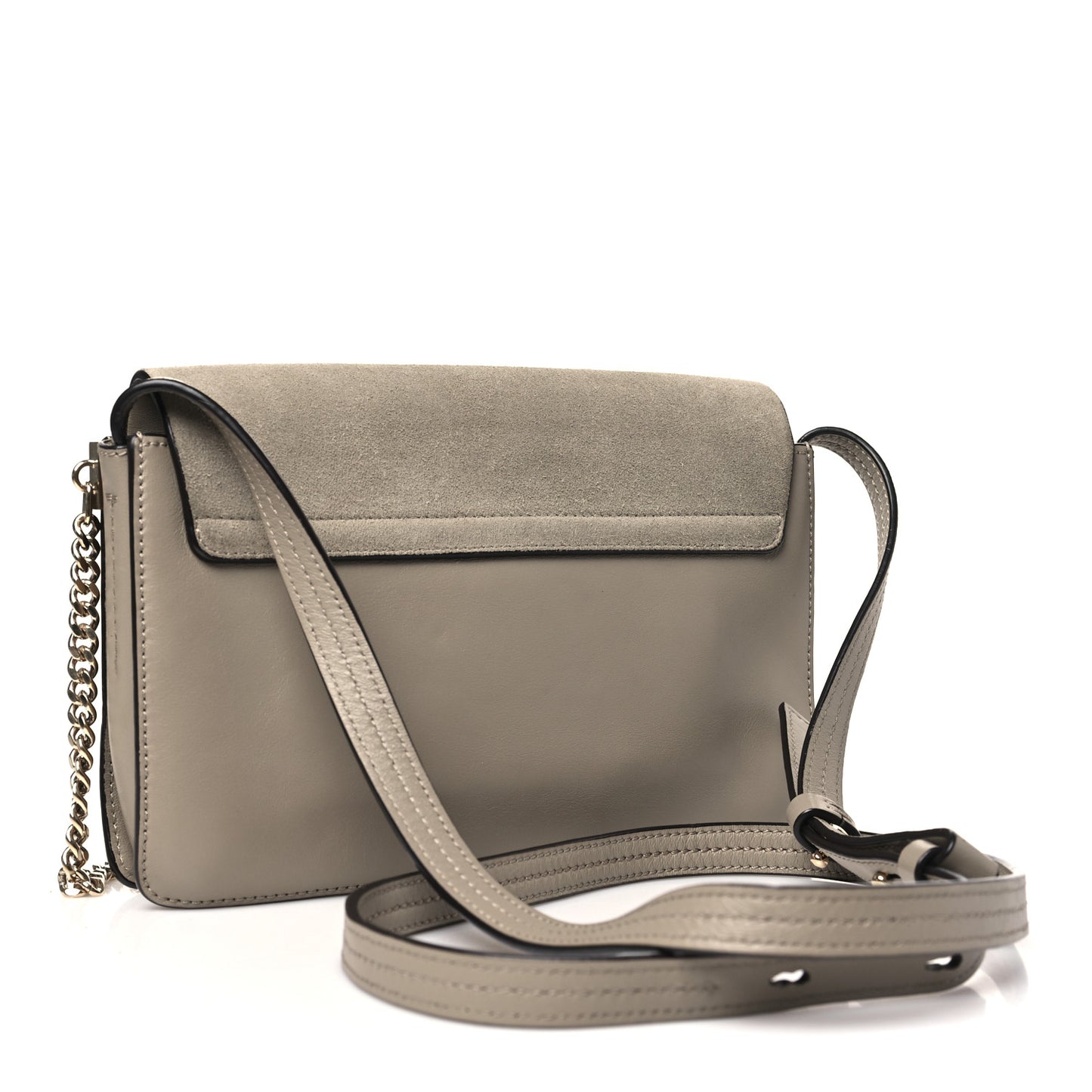 Suede Calfskin Small Faye Shoulder Bag Motty Grey