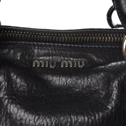 Miu Miu Goatskin Madras Convertible Tote Nero Black 14 of 15