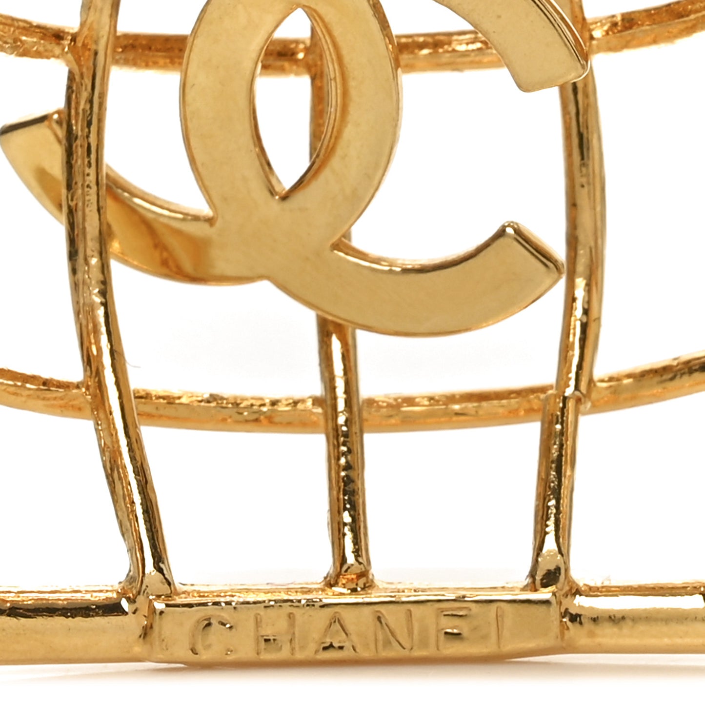 CC Bird Cage Drop Clip On Earrings Gold