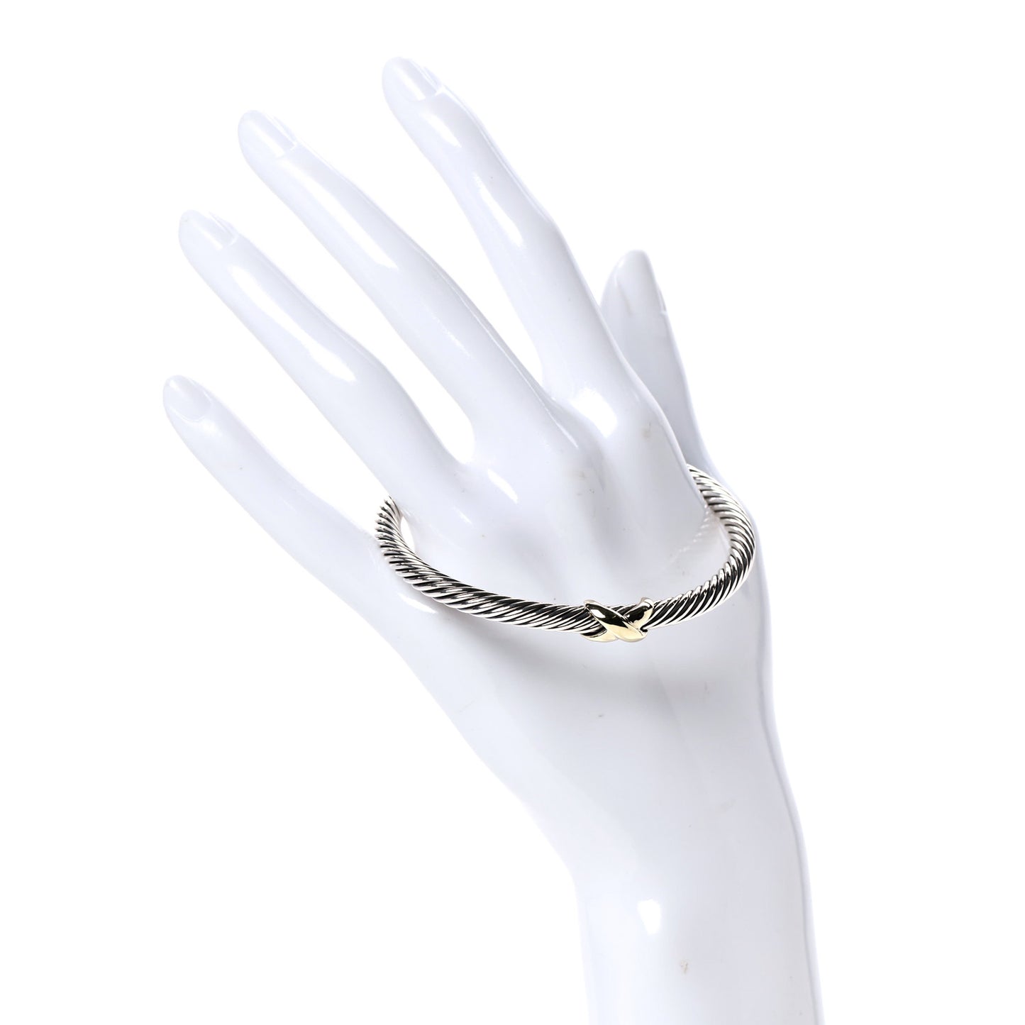 Sterling Silver 14K Yellow Gold 5mm X Station Cable Bracelet
