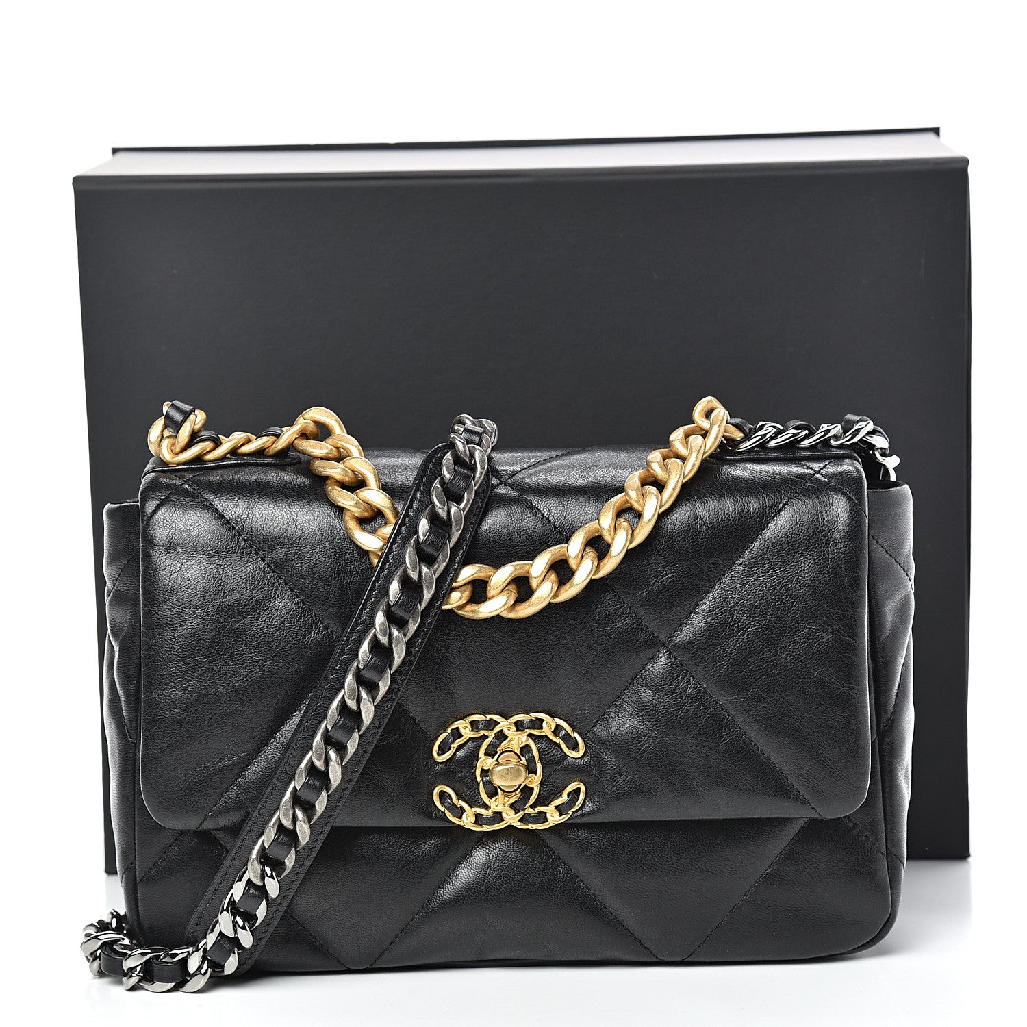 Chanel Lambskin Quilted Medium 19 Flap Black 11 of 11