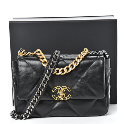 Chanel Lambskin Quilted Medium 19 Flap Black 11 of 11