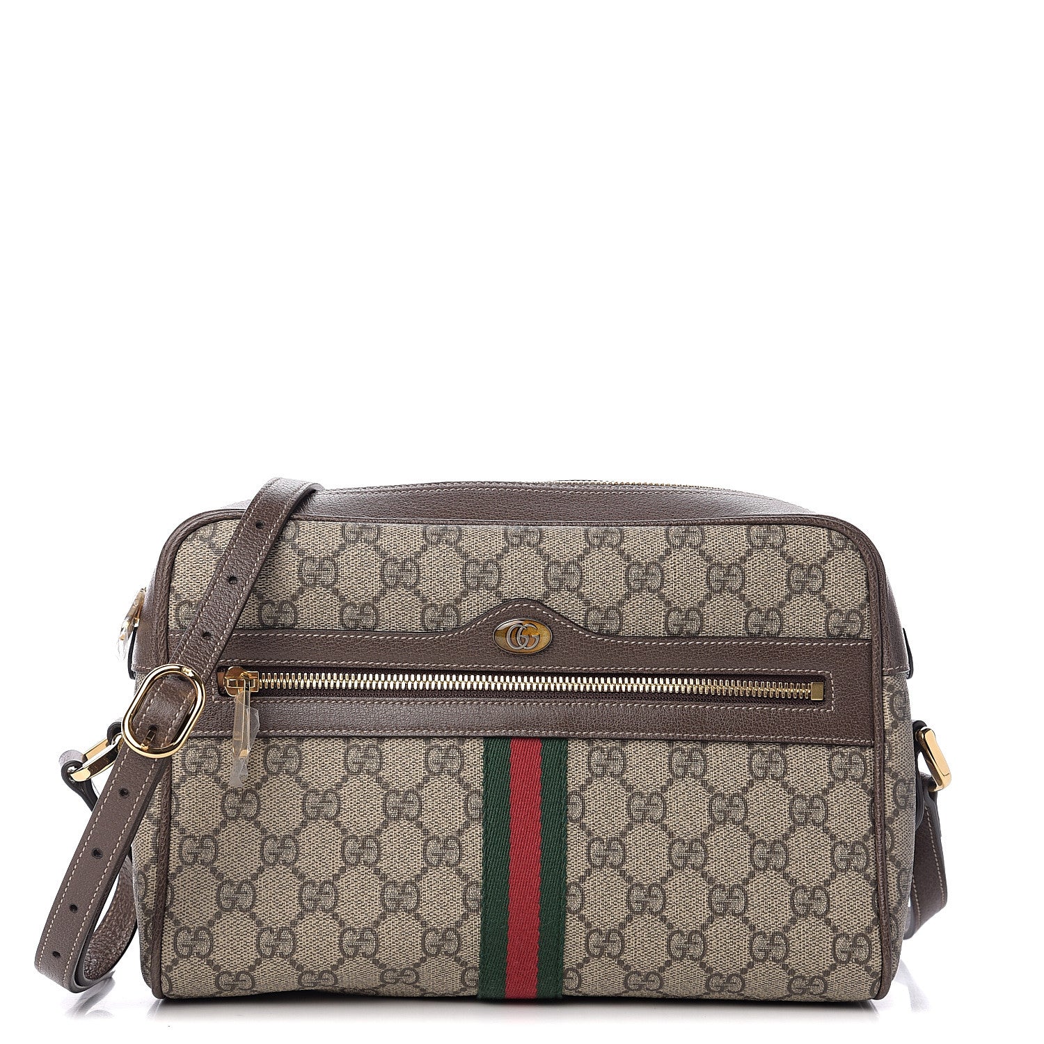 Gucci GG Supreme Monogram Web Small Ophidia Shoulder Bag Brown 1 of 9