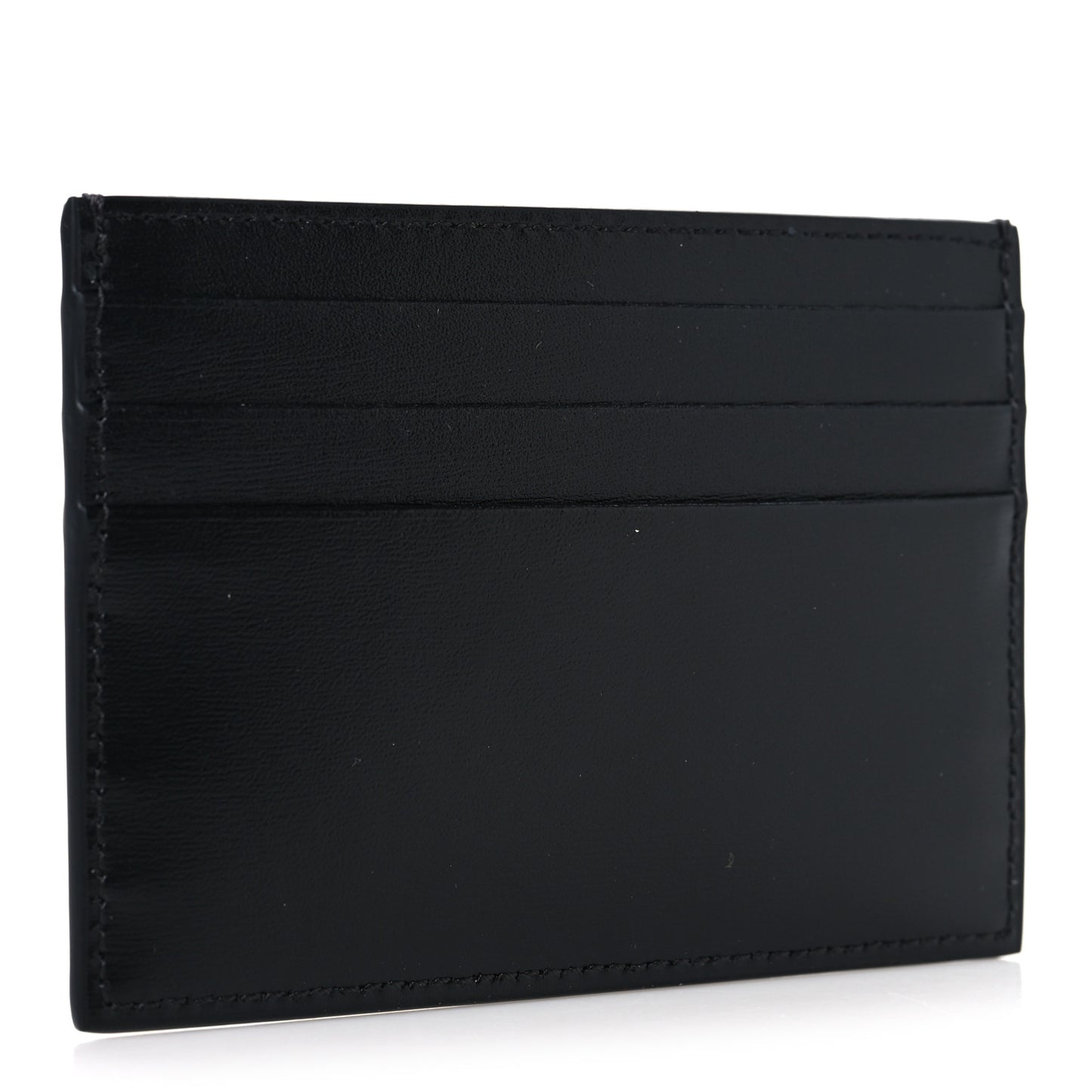 Shiny Calfskin Triomphe Card Holder Black