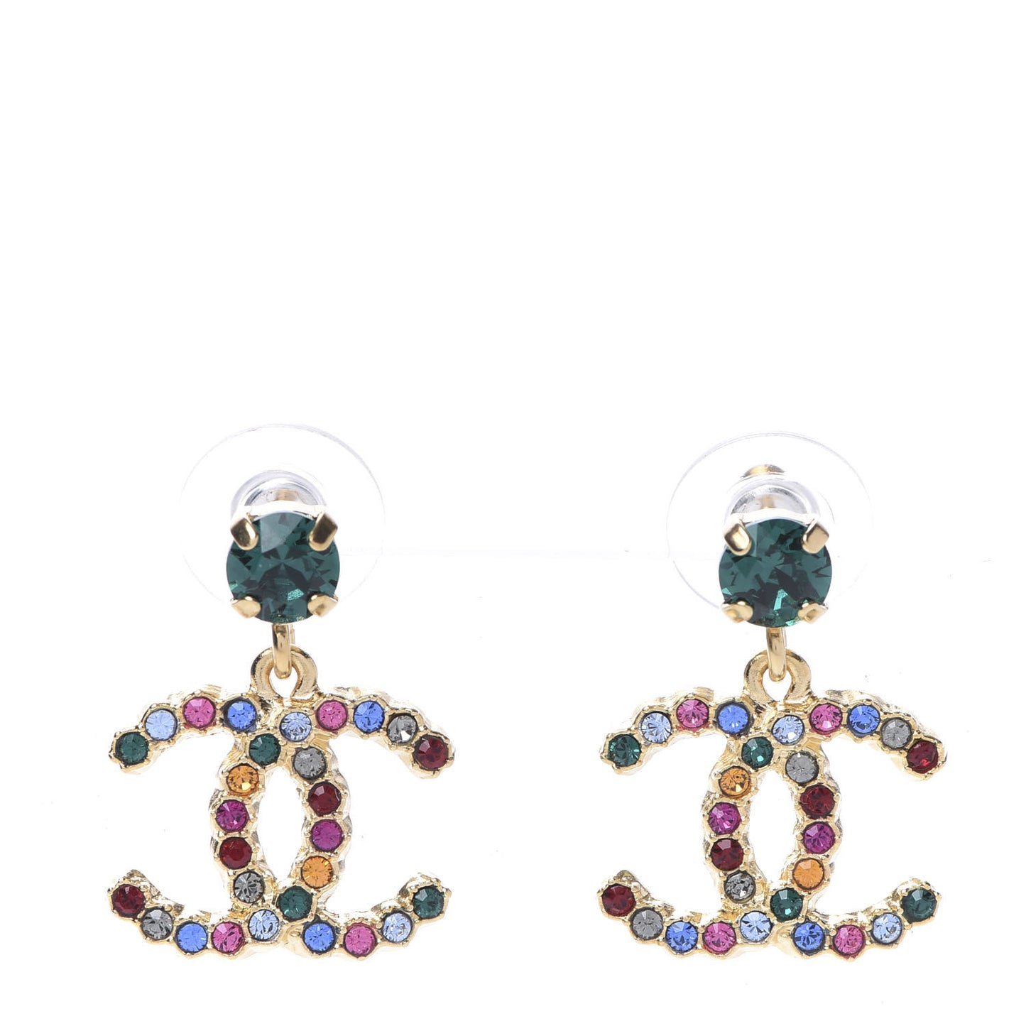 Crystal Over The Rainbow CC Drop Earrings Gold Multicolor