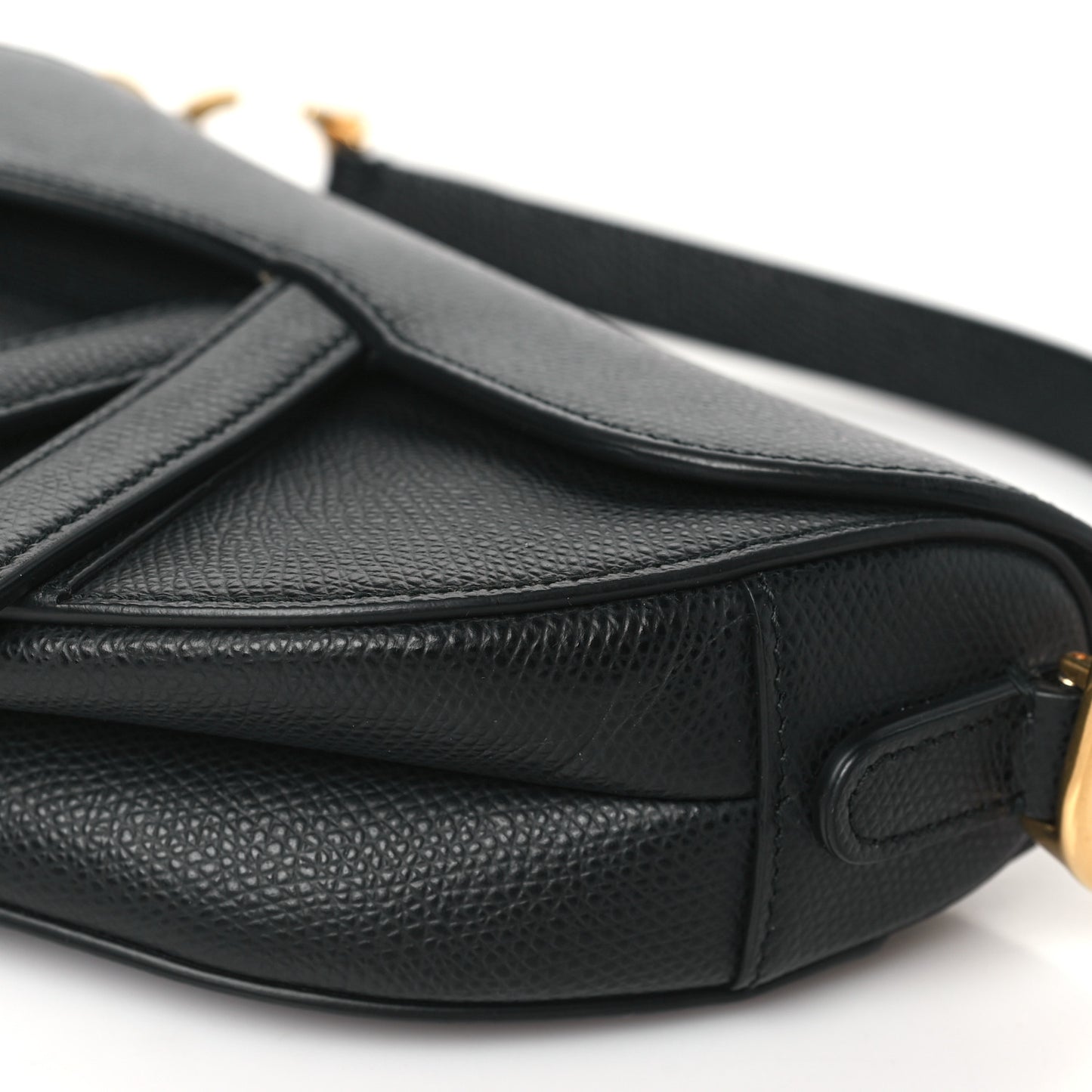 Grained Calfskin Mini Saddle Bag Black