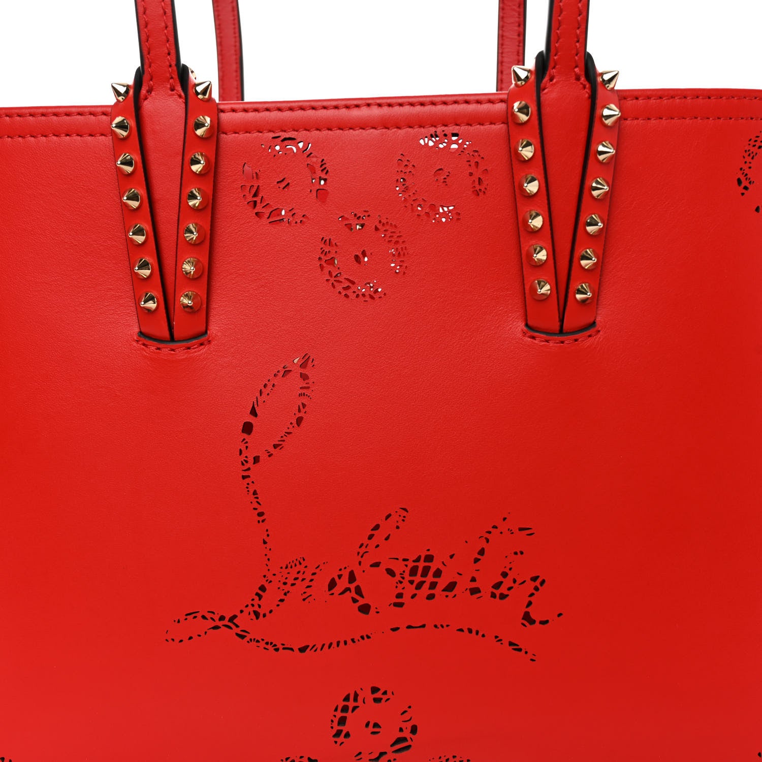 Christian Louboutin Calfskin Loubinthesky Perforated Small Cabata Tote Ole 8 of 10