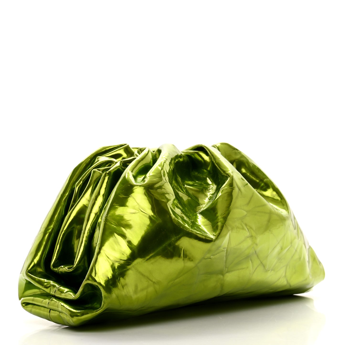 Metallic Crushed Calfskin Teen Pouch Chlorophyll