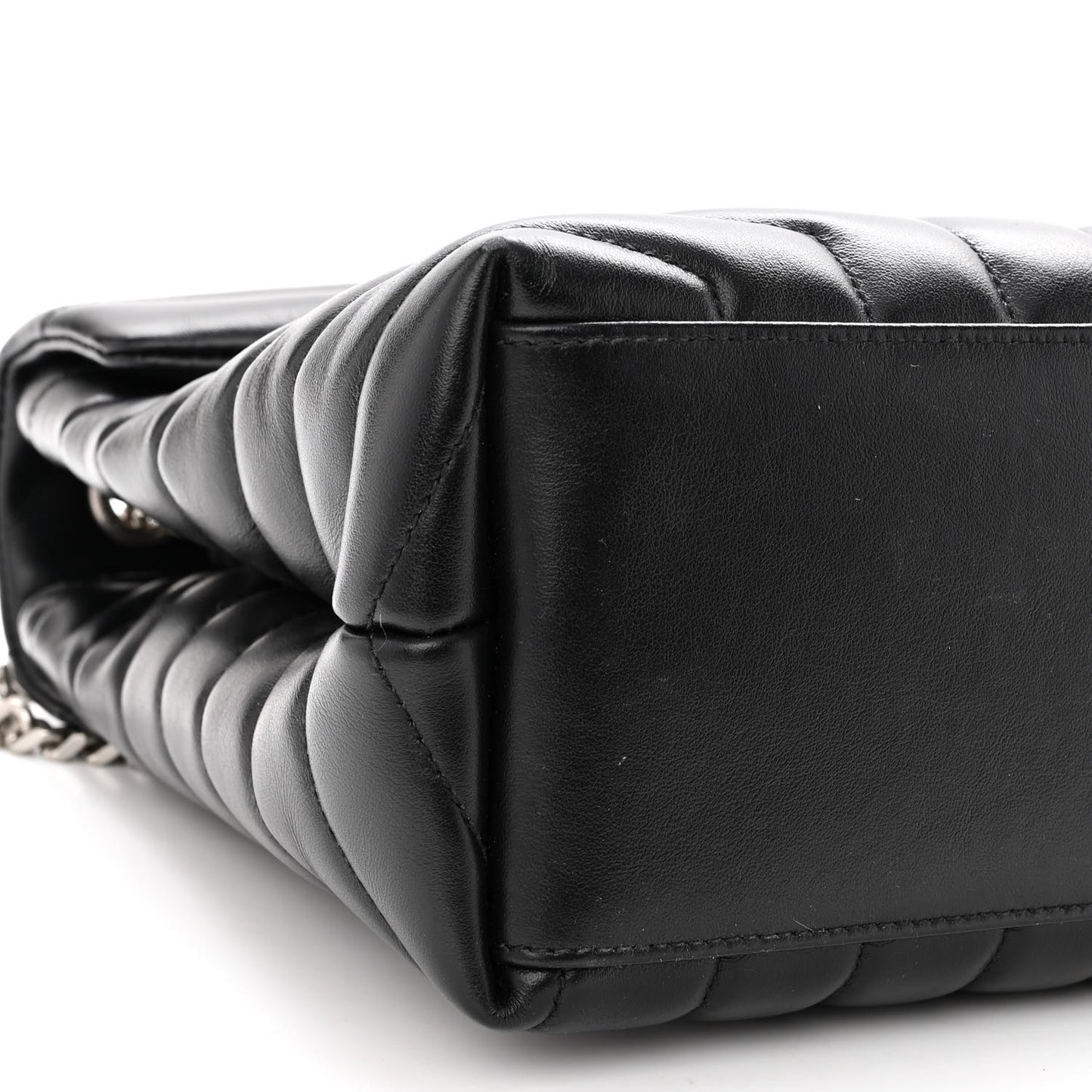 Calfskin Y Quilted Monogram Medium Loulou Chain Satchel Black