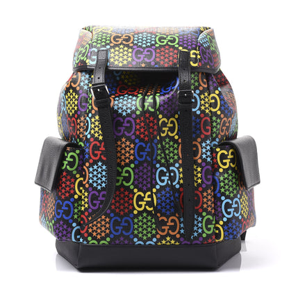 Gucci GG Supreme Monogram Psychedelic Medium Double Buckle Backpack Black Multicolor 1 of 8