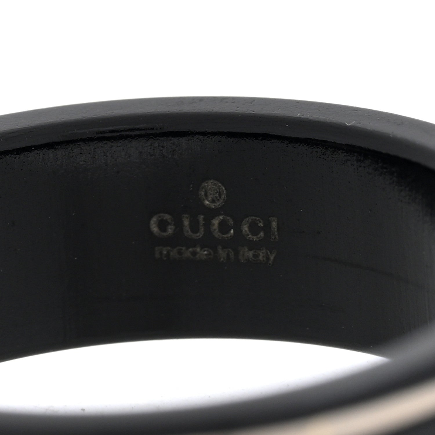Gucci 18K White Gold Ceramic Icon Band Ring 64 10.75 Black 4 of 6